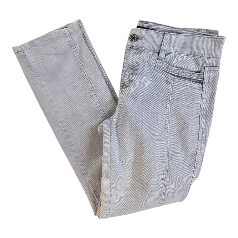 White House Black Market Gray Silver Embelished Slim Ankle Jeans Size 28